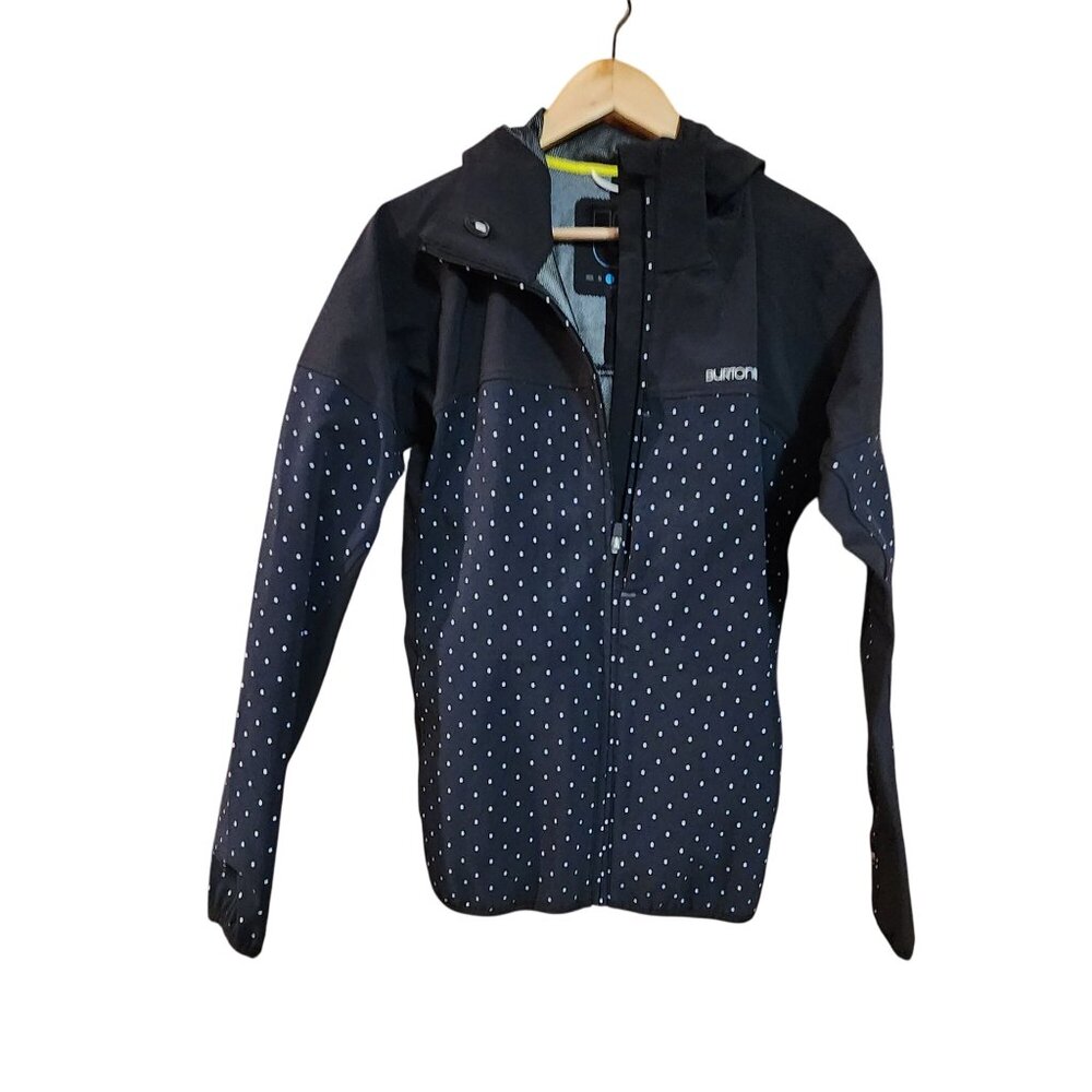 Burton Womens XS Hooded Polka Dot Jacket Navy Waterproof Outerwear